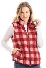Katydid Pink and Wine Plaid Sherpa Vest