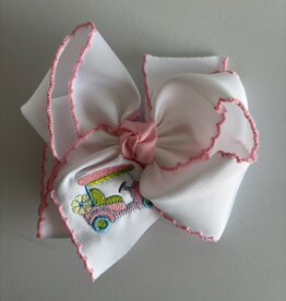 Beyond Creations, LLC Embroidered Golf Cart Crochet Edge Bow