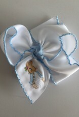 Beyond Creations, LLC Embroidered Easter Rabbit Crochet Edge Bow