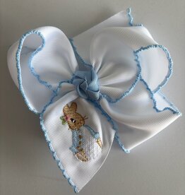 Beyond Creations, LLC Embroidered Easter Rabbit Crochet Edge Bow