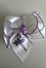 Beyond Creations, LLC Embroidered Orchid Ballerina Crochet Edge Bow