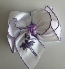 Beyond Creations, LLC Embroidered Orchid Ballerina Crochet Edge Bow
