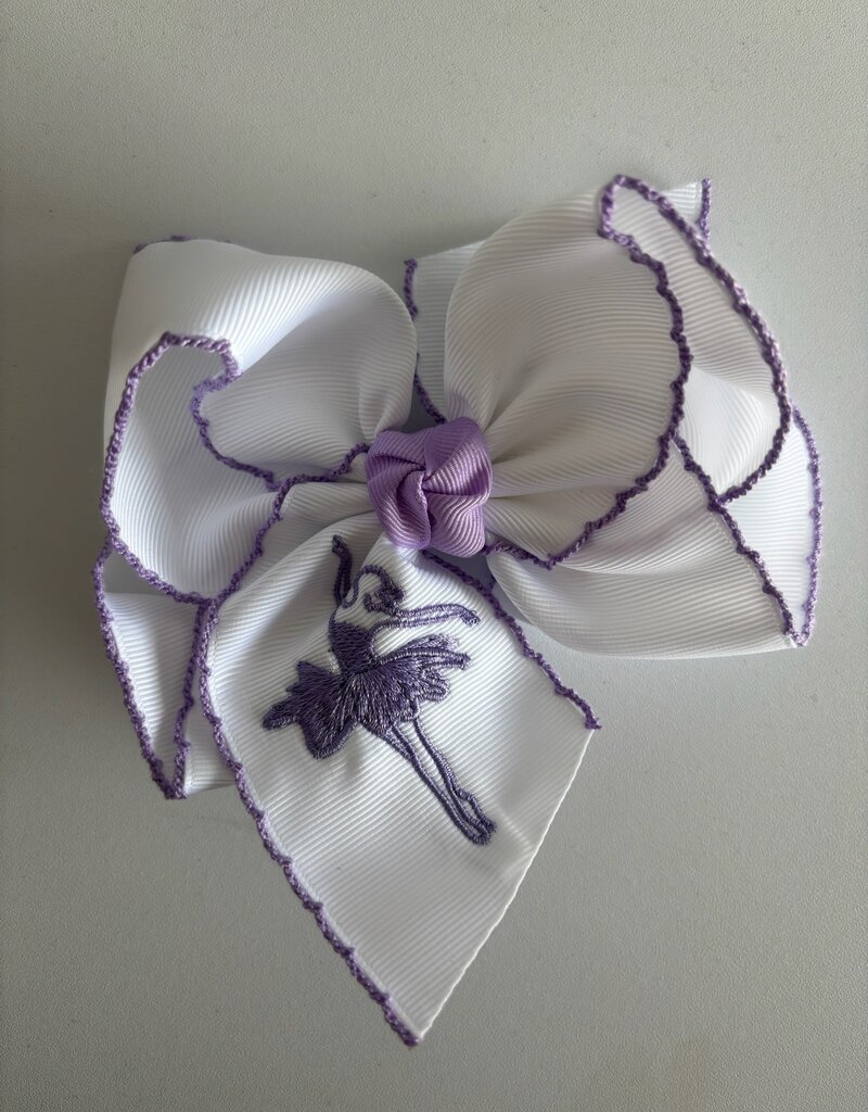 Beyond Creations, LLC Embroidered Orchid Ballerina Crochet Edge Bow