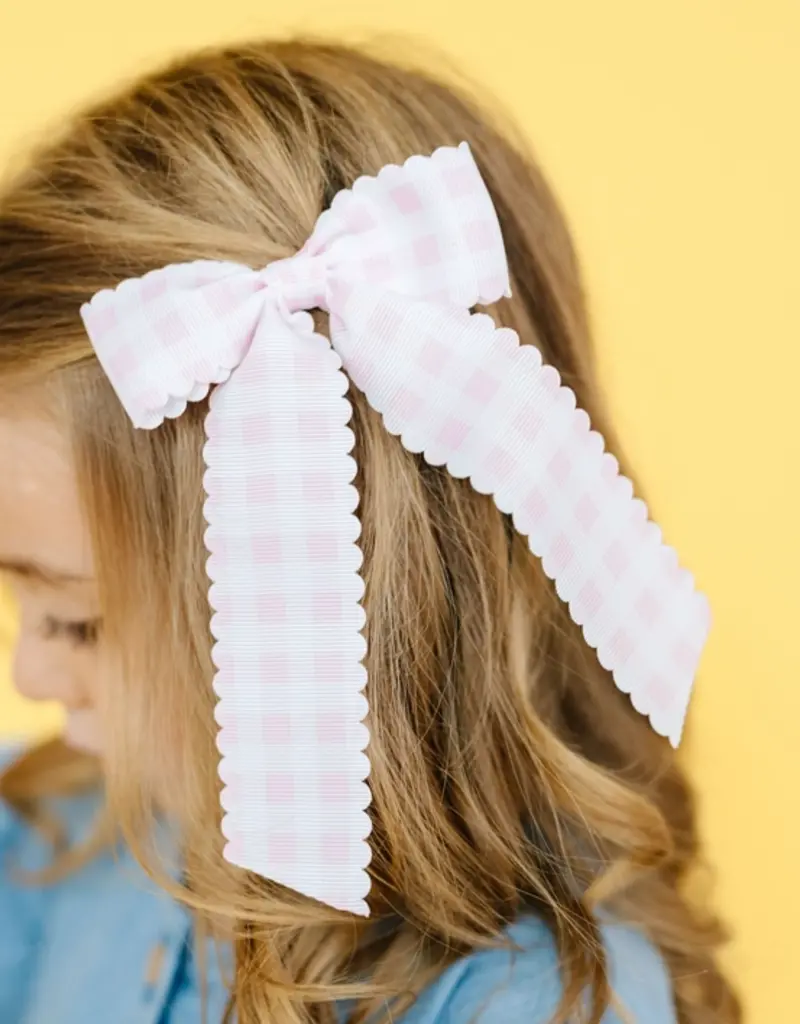 Winn and William Pink Gingham Long-tail Bow