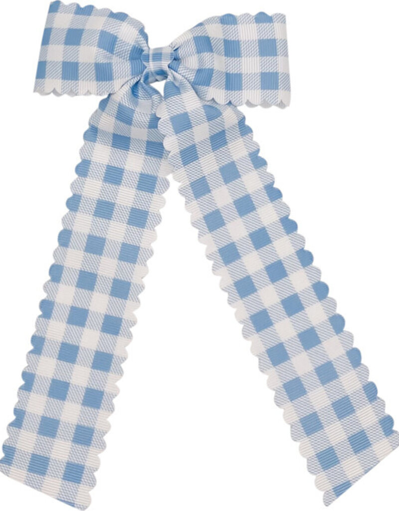 Winn and William Blue Gingham Long-tail Bow