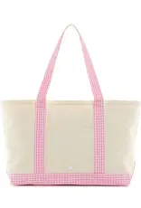 TRVL Medium Tote - Natural w/ Gingham Pink Trim
