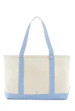 TRVL Medium Tote - Natural w/ Gingham Sky Trim