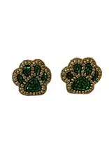Golden Lily Green & Gold Paw Stud Earring