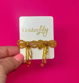 Golden Lily Mini Bow Earrings - Gold