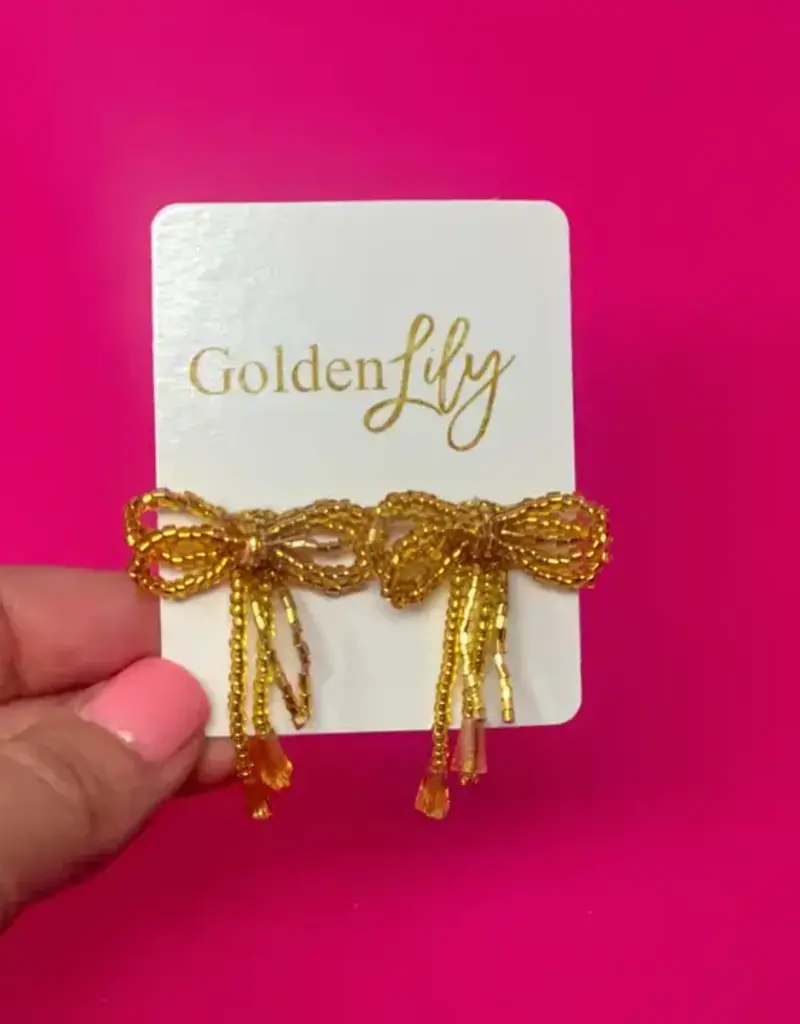 Golden Lily Mini Bow Earrings - Gold