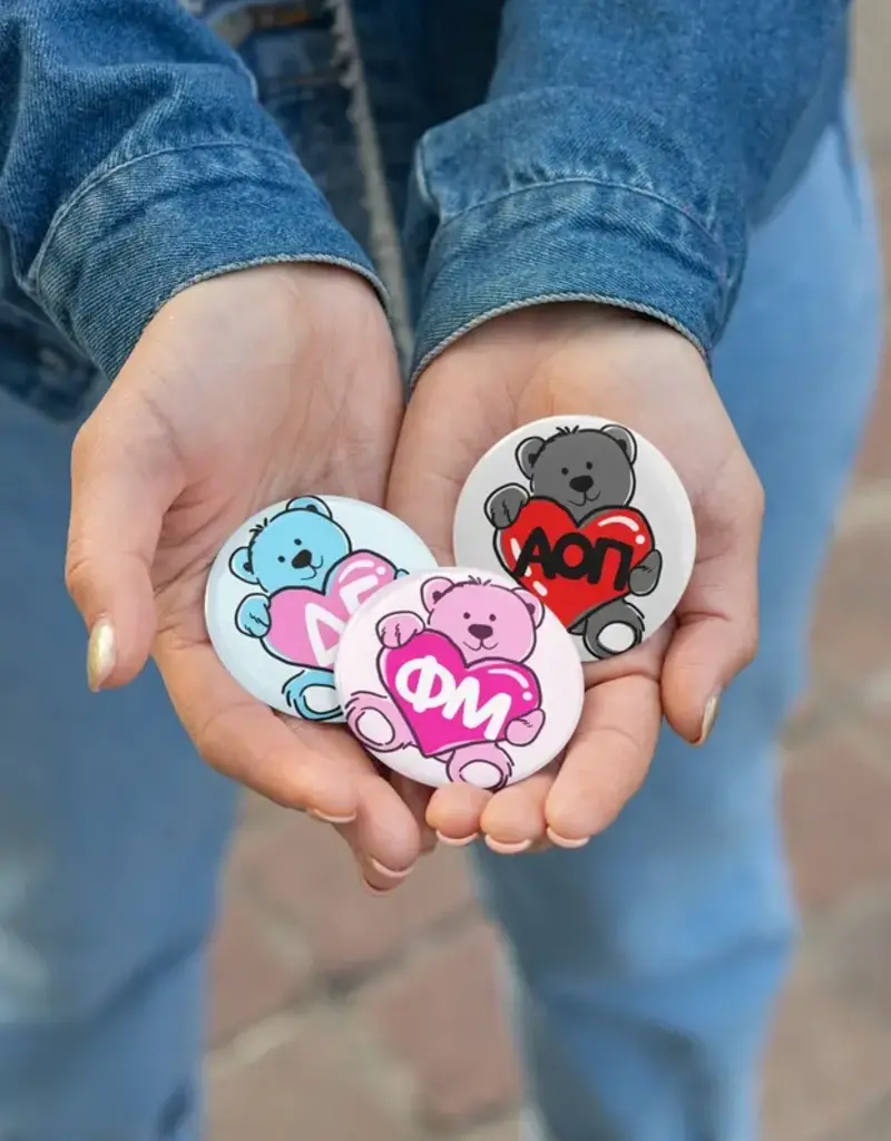 Preppy Greek Bear Button - ΦM