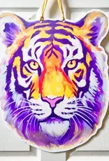 Home Malone Purple and Gold Tiger Head Door Hanger