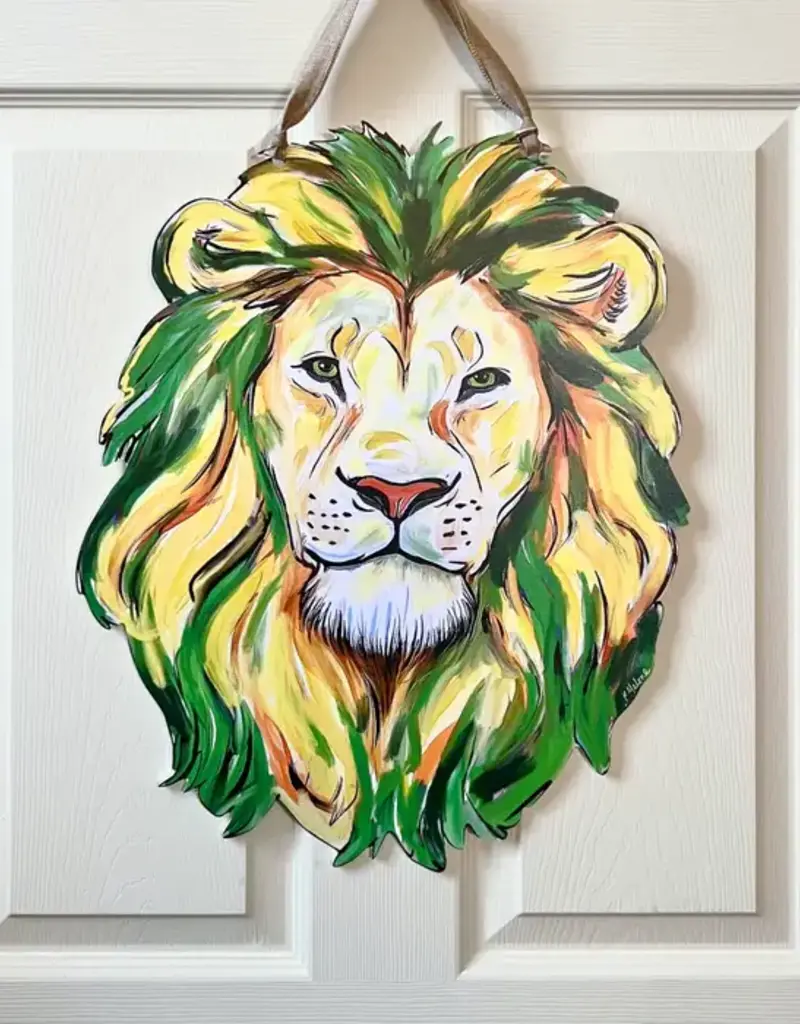Home Malone Green & Gold Lion Head Door Hanger