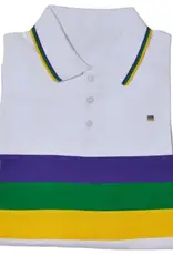 Mardi Gras Creations Mardi Gras White Chest Stripe Adult Polo