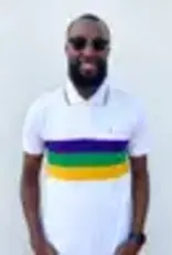 Mardi Gras Creations Mardi Gras White Chest Stripe Adult Polo