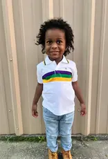 Mardi Gras Creations Mardi Gras White Chest Stripe Baby Polo