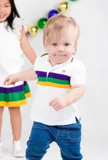 Mardi Gras Creations Mardi Gras White Chest Stripe Baby Polo