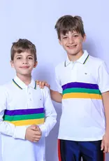 Mardi Gras Creations Mardi Gras White Chest Stripe Youth Polo