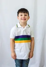 Mardi Gras Creations Mardi Gras White Chest Stripe Youth Polo