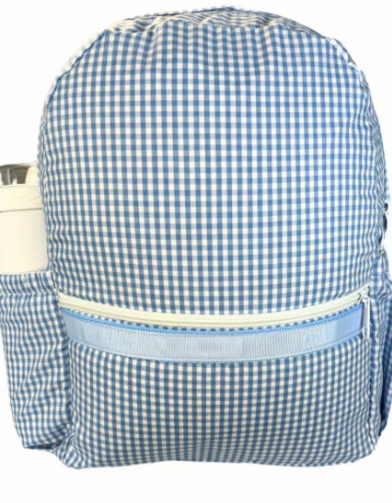 Oh Mint Medium Backpack w/ Pockets Baby Blue Gingham