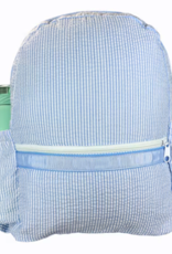 Oh Mint Medium Backpack w/ Pockets Baby Blue Seersucker