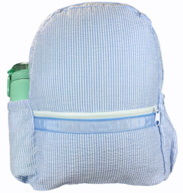 Oh Mint Medium Backpack w/ Pockets Baby Blue Seersucker