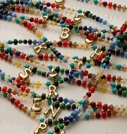 Lilla Haven Beaded Necklace + Gold Letter Charm