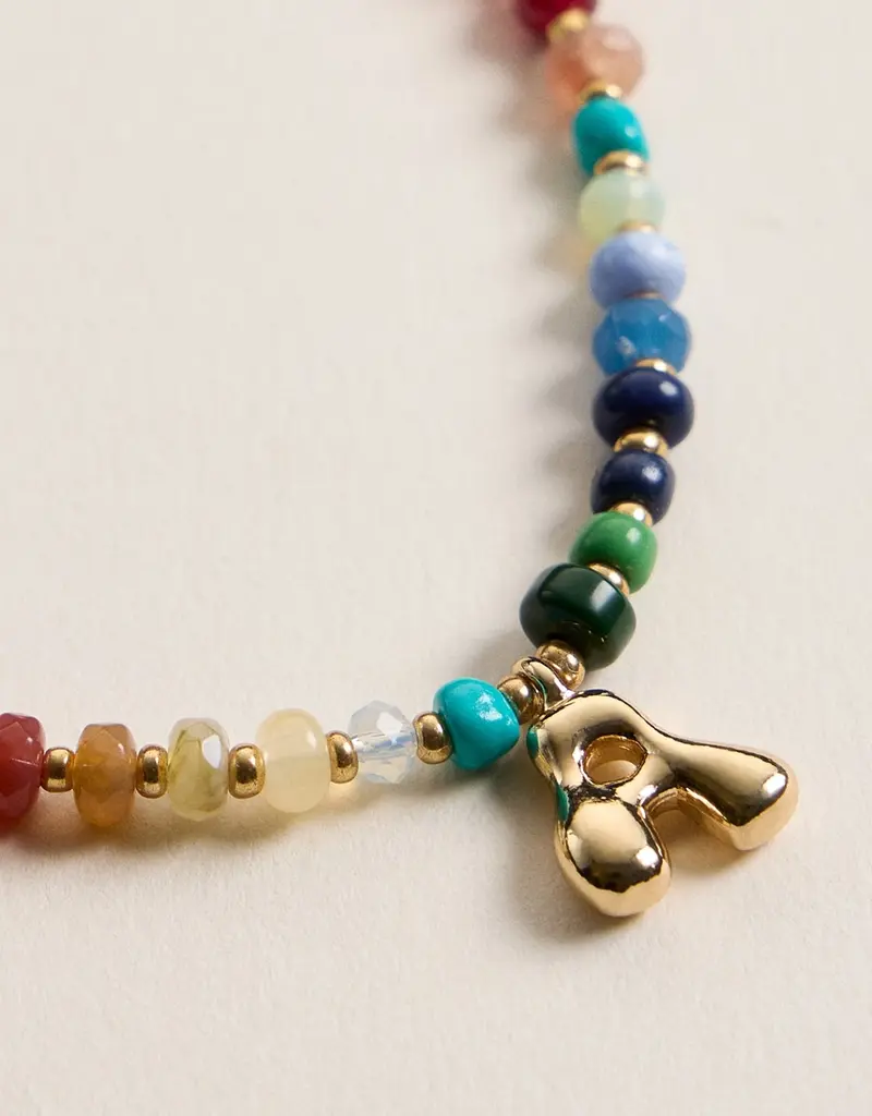 Lilla Haven Beaded Necklace + Gold Letter Charm