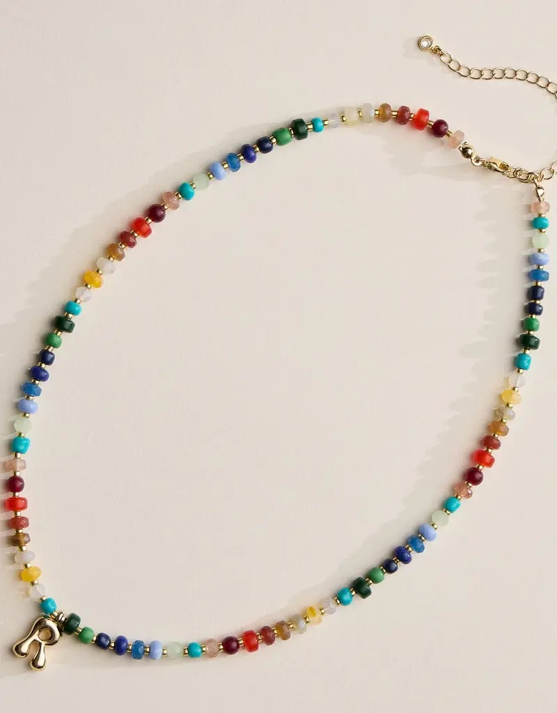 Lilla Haven Beaded Necklace + Gold Letter Charm