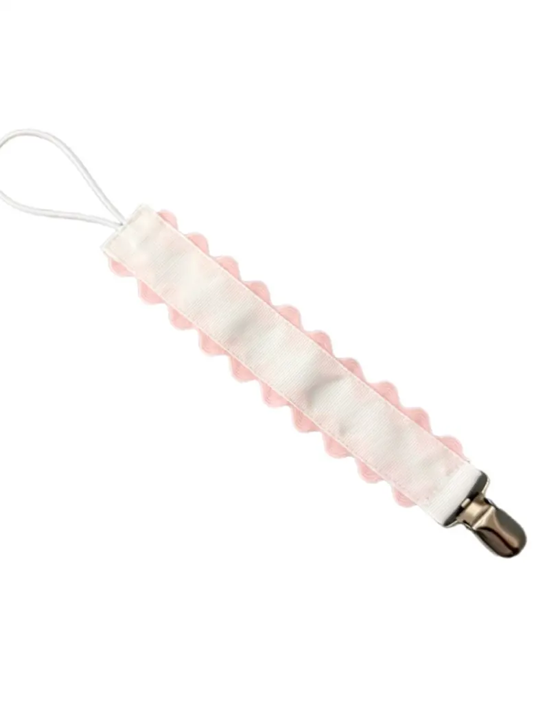 Hampton James Clothing Paci Clip - White w Pink