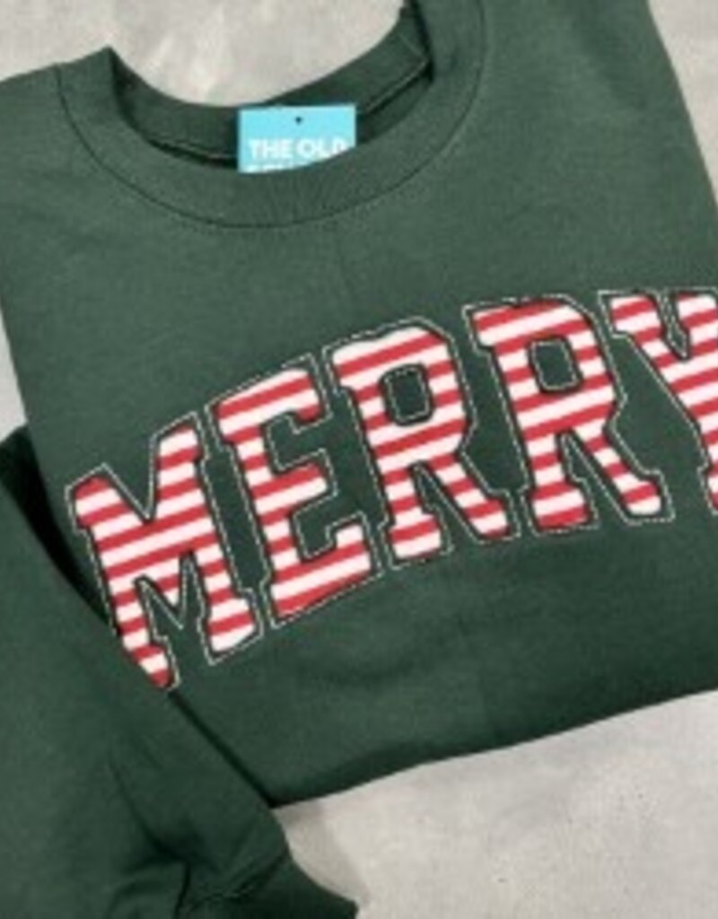 The Old School MERRY Applique Crewneck