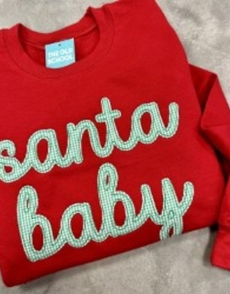 The Old School Santa Baby Applique Crewneck