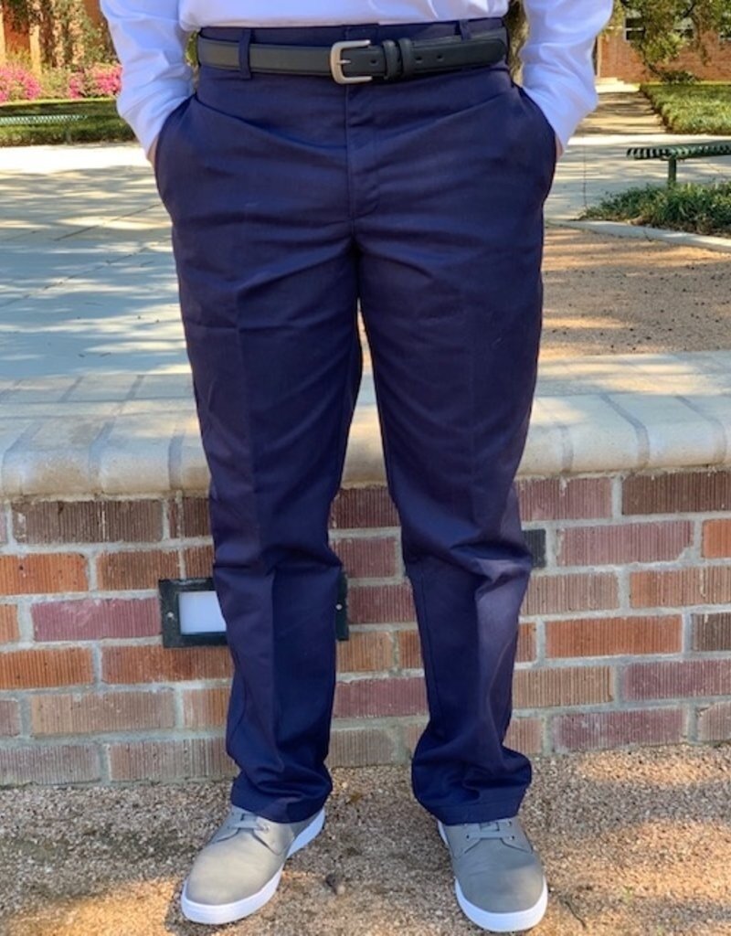 Elder Manufacturing Co Boys Flat Front Prep Pants 27-30 Navy