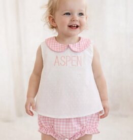 Aspen Pink Gingham Swiss Dot Diaper Set
