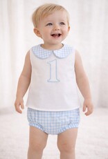 Aspen Blue Gingham Swiss Dot Diaper Set