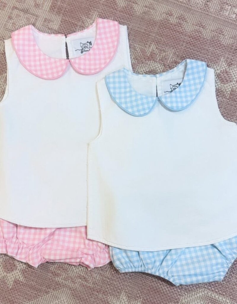 Aspen Pink Gingham Swiss Dot Diaper Set