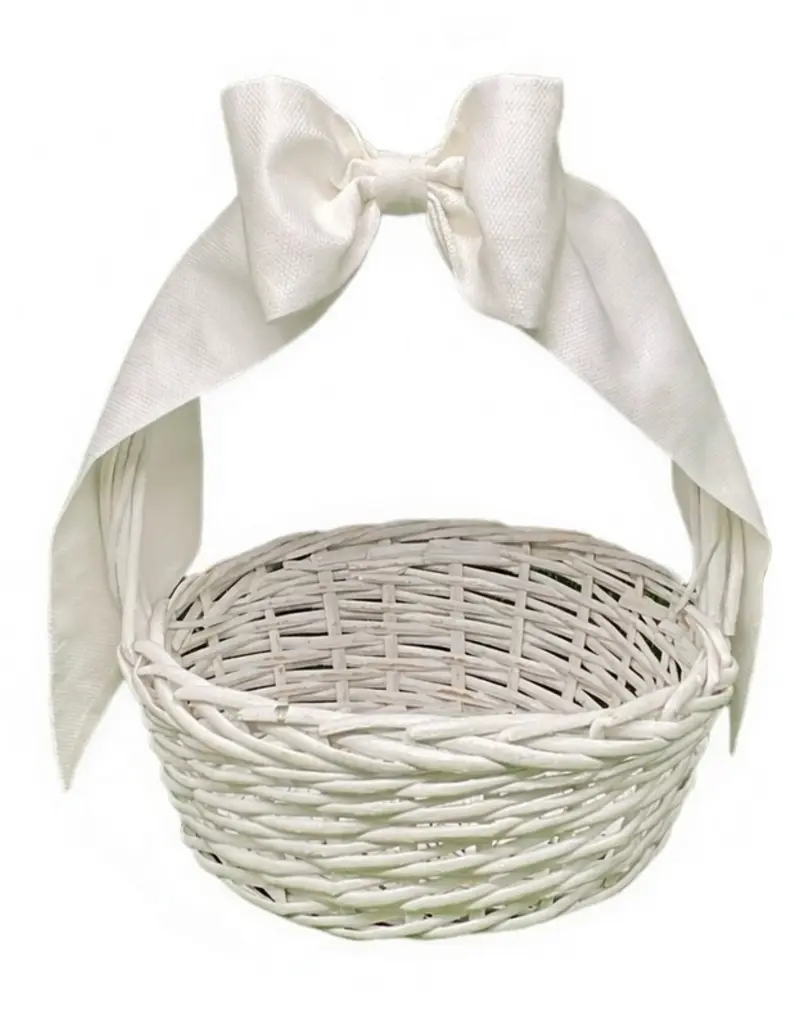The Royalty Collection White Cotton Pique Basket Bow