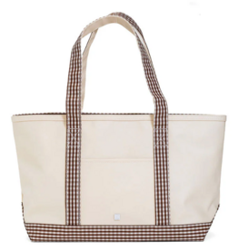 TRVL Medium Tote - Natural w/ Gingham Coco Trim