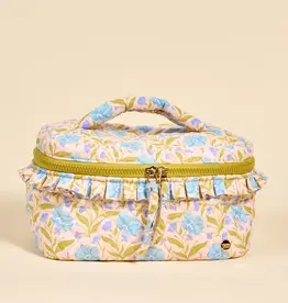 The Darling Effect Glam & Go Quilted Cosmetic Bag–Poppin' Petals Aqua