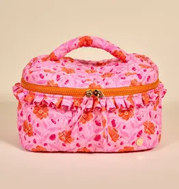 The Darling Effect Glam & Go Quilted Cosmetic Bag–Poppin' Petals Pink
