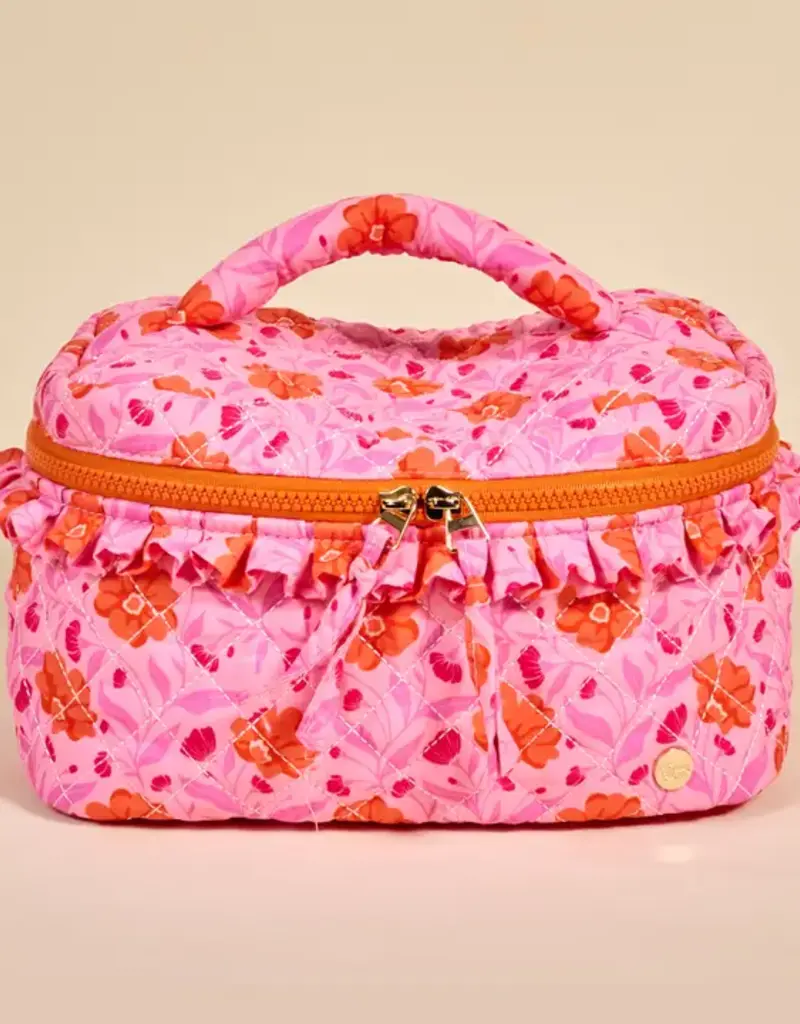 The Darling Effect Glam & Go Quilted Cosmetic Bag–Poppin' Petals Pink