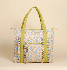 The Darling Effect The Everyday Quilted Tote Bag - Poppin' Petals Aqua