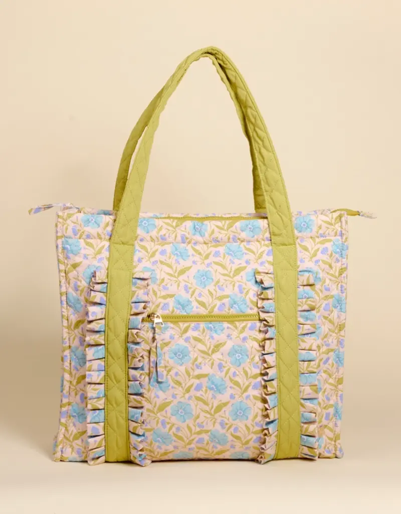 The Darling Effect The Everyday Quilted Tote Bag - Poppin' Petals Aqua