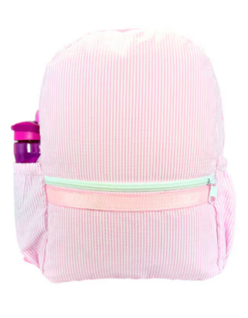 Oh Mint Medium Backpack w/ Pockets Pink Seersucker