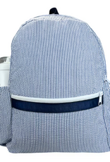 Oh Mint Medium Backpack w/ Pockets Navy Seersucker
