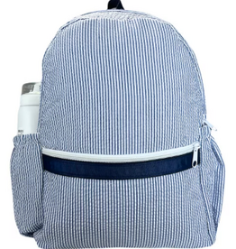Oh Mint Medium Backpack w/ Pockets Navy Seersucker