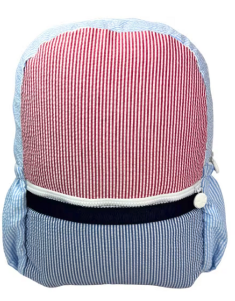 Oh Mint Medium Backpack w/ Pockets Yankee Doodle Seersucker