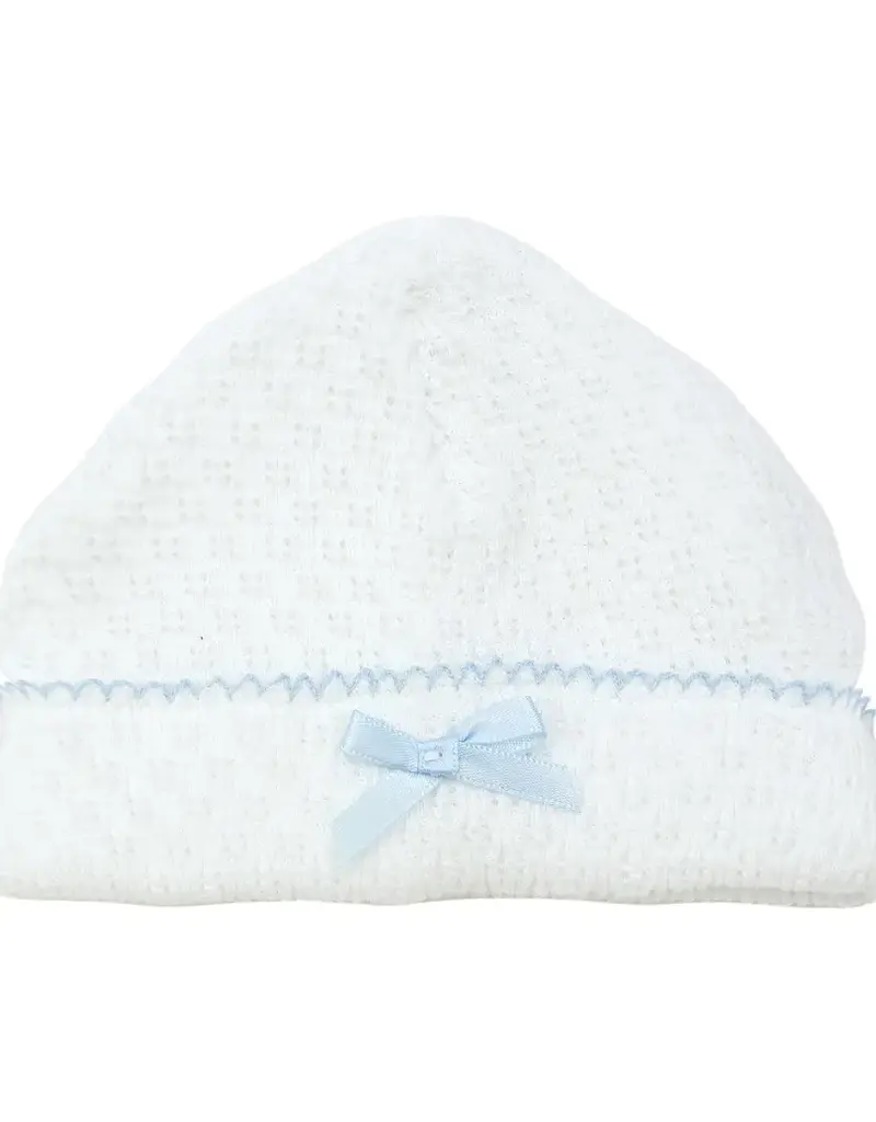 Paty Paty Knit Saylor Beanie - White w/ Blue Trim
