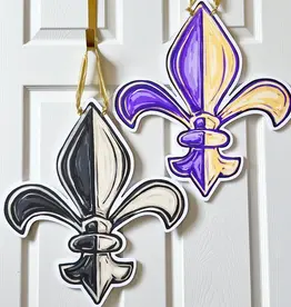 Home Malone Reversible LSU & Saints Fleur De Lis Door Hanger