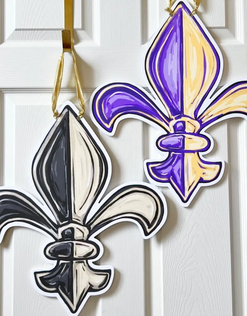 Home Malone Reversible LSU & Saints Fleur De Lis Door Hanger